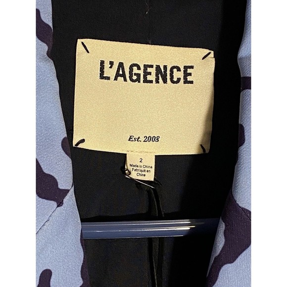 L’AGENCE Chamberlain Blazer in Ramy Print on Crepe Suiting Dusk/Dark Aster, Sz 2 - Picture 2 of 6